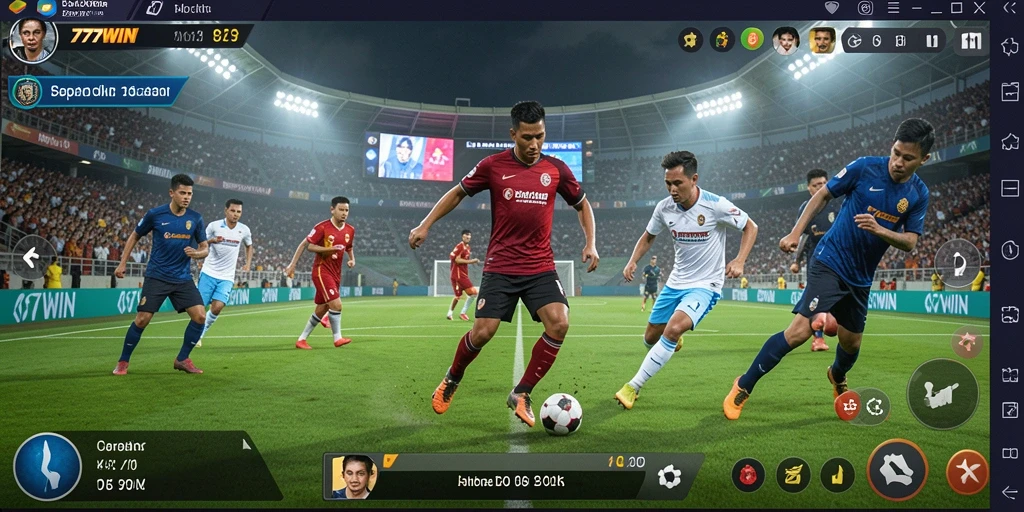 Tampilan gameplay <strong>777WIN</strong> menampilkan aksi menggembirakan dari sepak bola yang kompetitif.