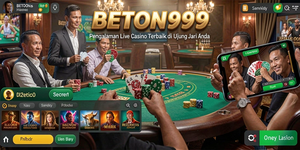 Tampilan gameplay BETON999 dengan dealer dan interaksi seru dalam permainan Live Casino.