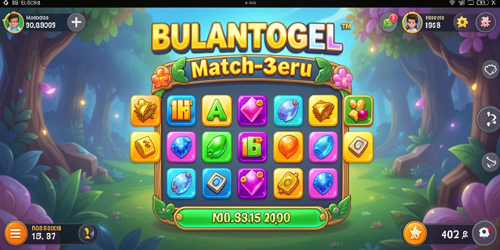 Screenshot gameplay BULANTOGEL menampilkan kombinasi elemen Match-3.