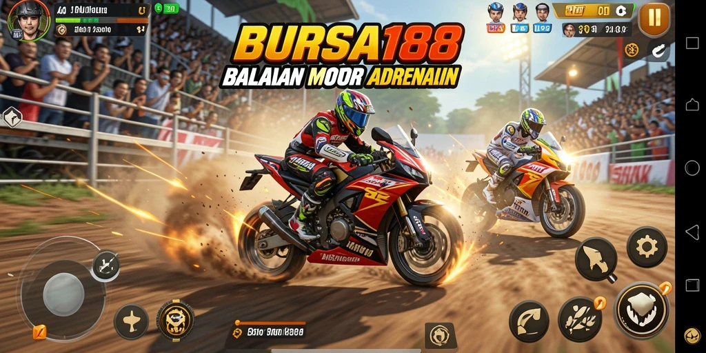 Screenshot BURSA188 menampilkan aksi balapan motor yang mendebarkan.