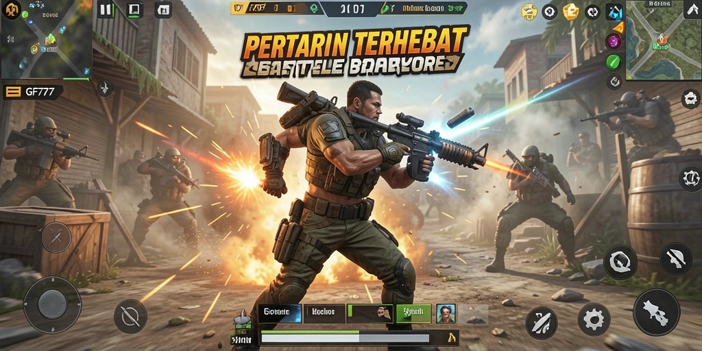 Tampilan menarik dari gameplay seru GF777 di arena Battle Royale.