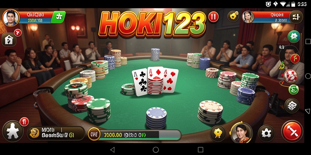 Tampilan gameplay seru dalam HOKI123 dengan kartu QiuQiu.
