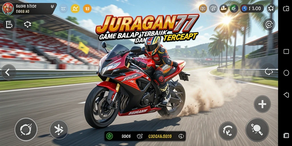 Screenshot yang menampilkan balapan motor yang seru dan cepat di JURAGAN77.