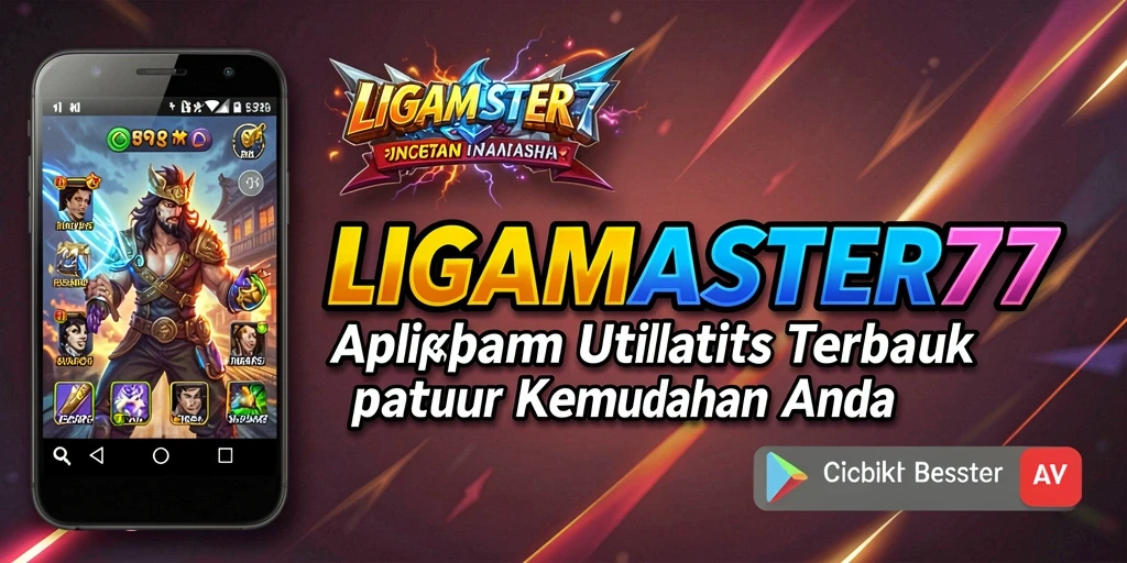 Screenshot utama yang menampilkan antarmuka aplikasi LIGAMASTER77.