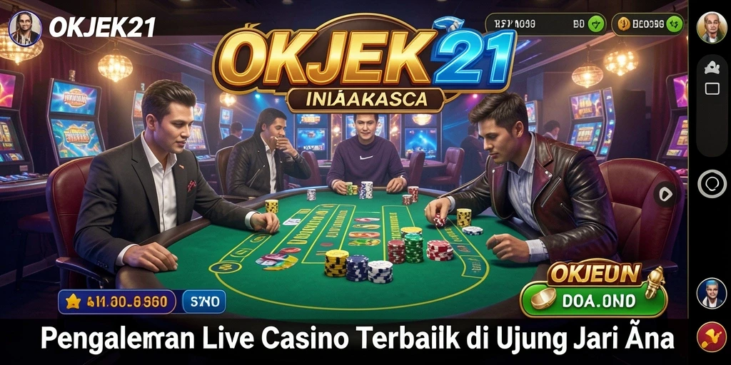 Screenshot gameplay OKJEK21 menampilkan suasana Live Casino yang mendebarkan.