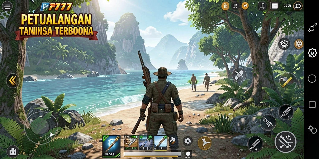 Screenshot PT777 menunjukkan aksi seru dalam dunia terbuka yang luas.