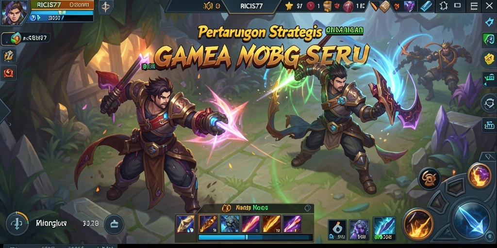 Screenshot dari gameplay intens RICIS77 dalam pertempuran seru MOBA.