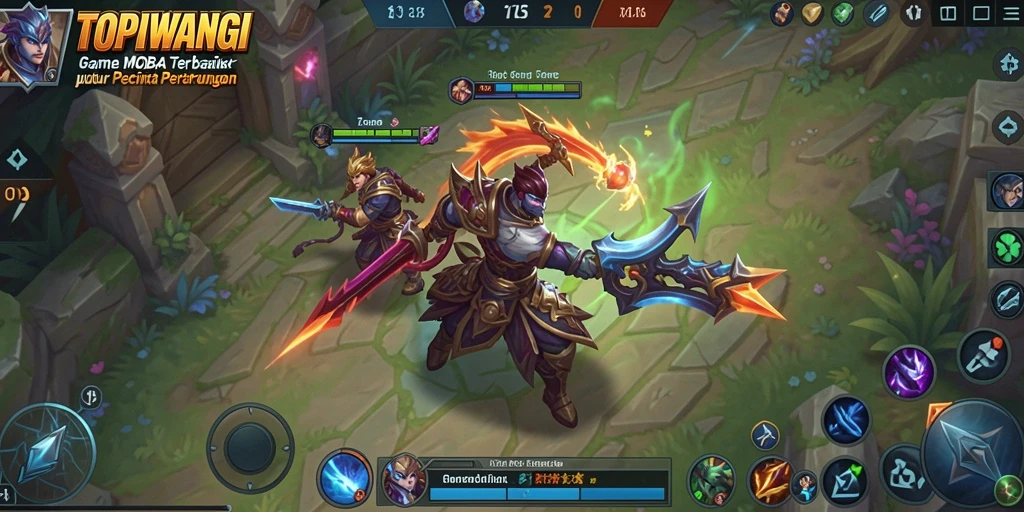 Tampilan gameplay seru dalam TOPIWANGI dengan karakter dan strategi menarik.